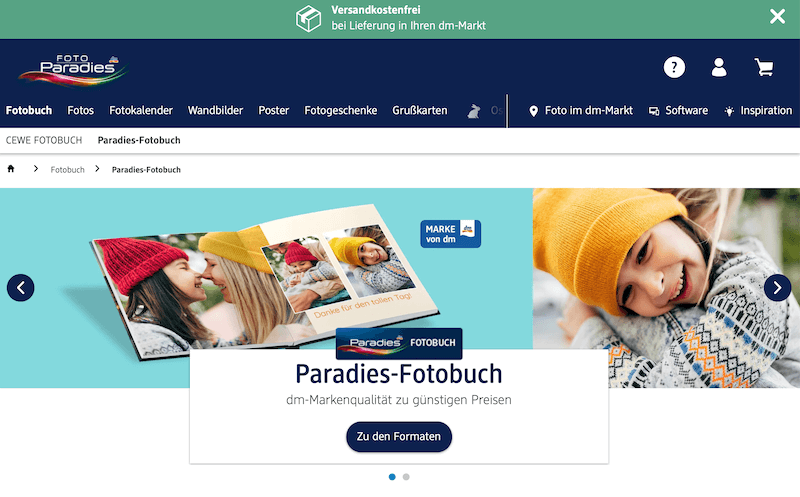Fotoparadies.de ist der Foto-Druckservice von DM - beliebt bei Familien und anderen DM-Einkäufern